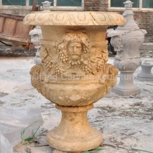 Beige stone Dionysus relief stone flower bowl