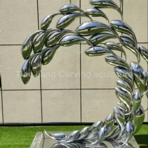 Stainless steel mirror abstract fish sculpture