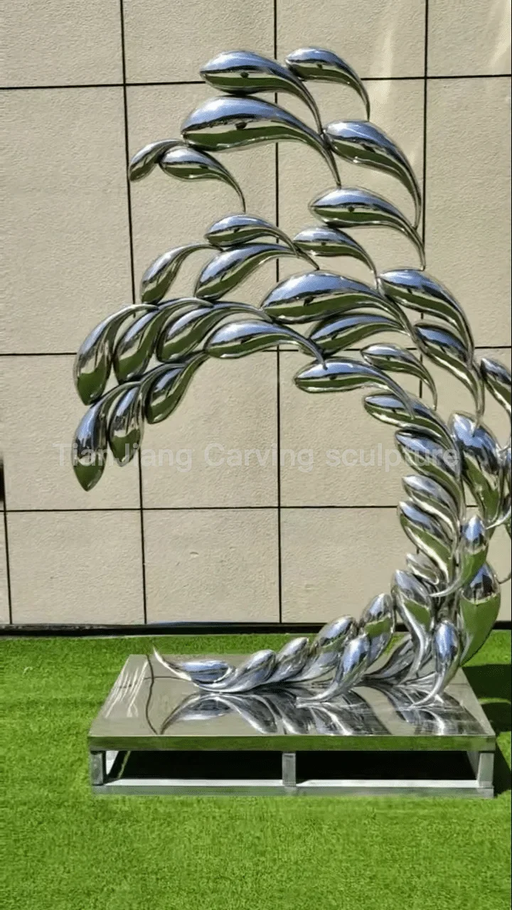 Stainless steel mirror abstract fish sculpture
