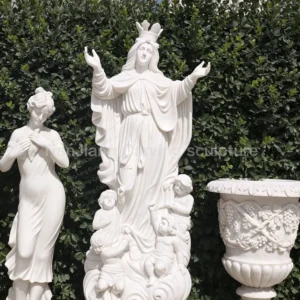 White marble sculpture of Our Lady (protection theme)