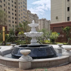 Community landscape large stone fountain
