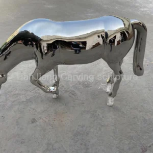 Stainless steel mirror horse sculpture