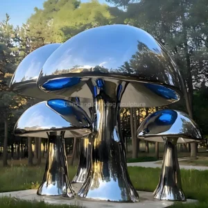 Stainless steel mirror mushroom sculpture