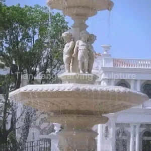 European style multi-layered stone sculpture fountain