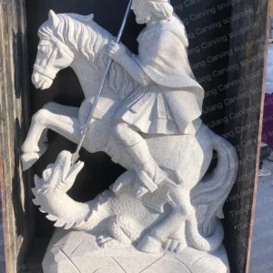 Granite St. George Slaying the Dragon Sculpture